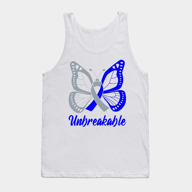 Silver and Blue Butterfly Awareness Ribbon Unbreakable Tank Top by FanaticTee